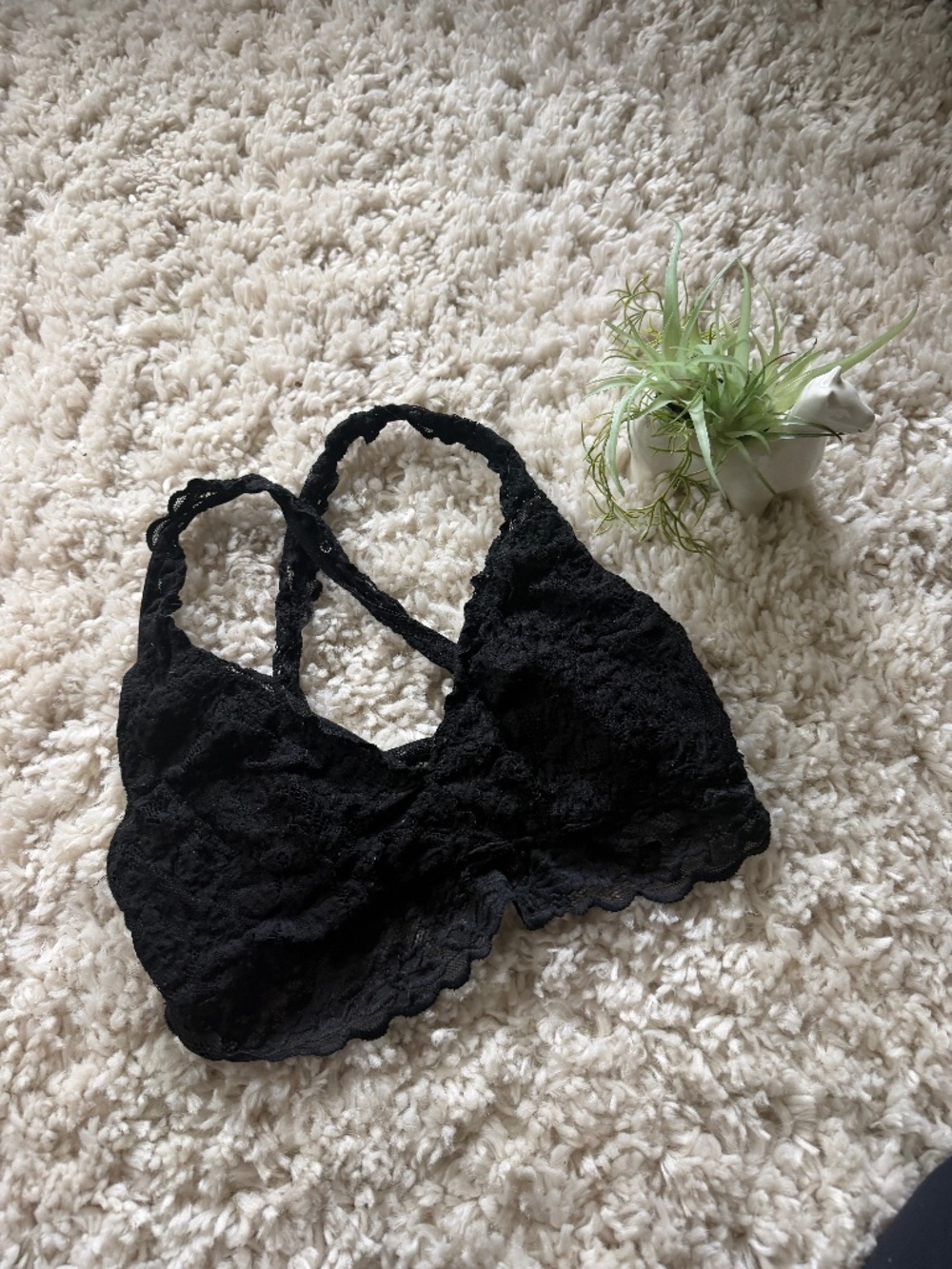 Stretch summer edm concert festival halter like Lace Bralette - Black